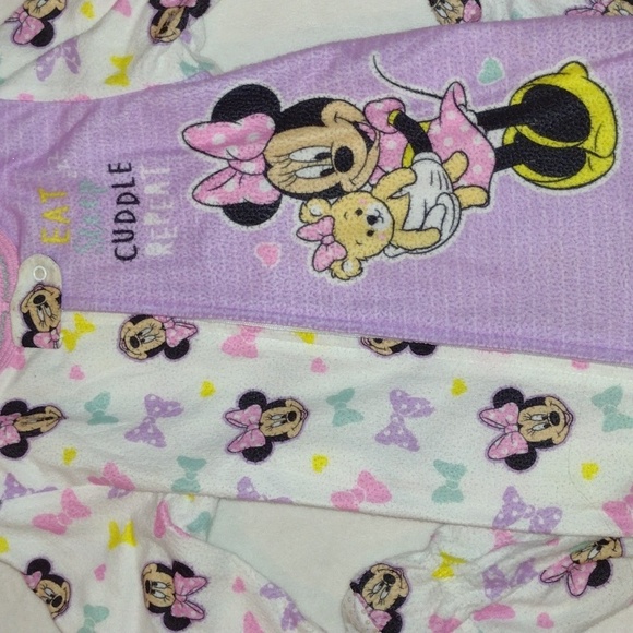 Disney Baby Minnie Mouse Onesie Footies Zip Up - Picture 2 of 3